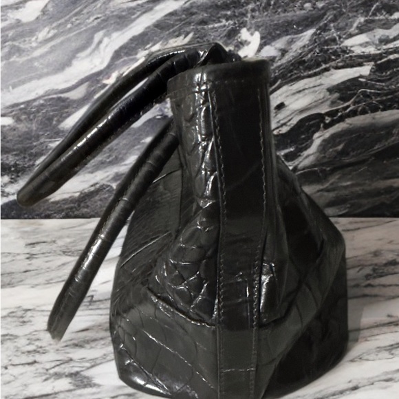 Furla black crocodile leather authentic tote bag very nice big size no call out - Picture 4 of 13